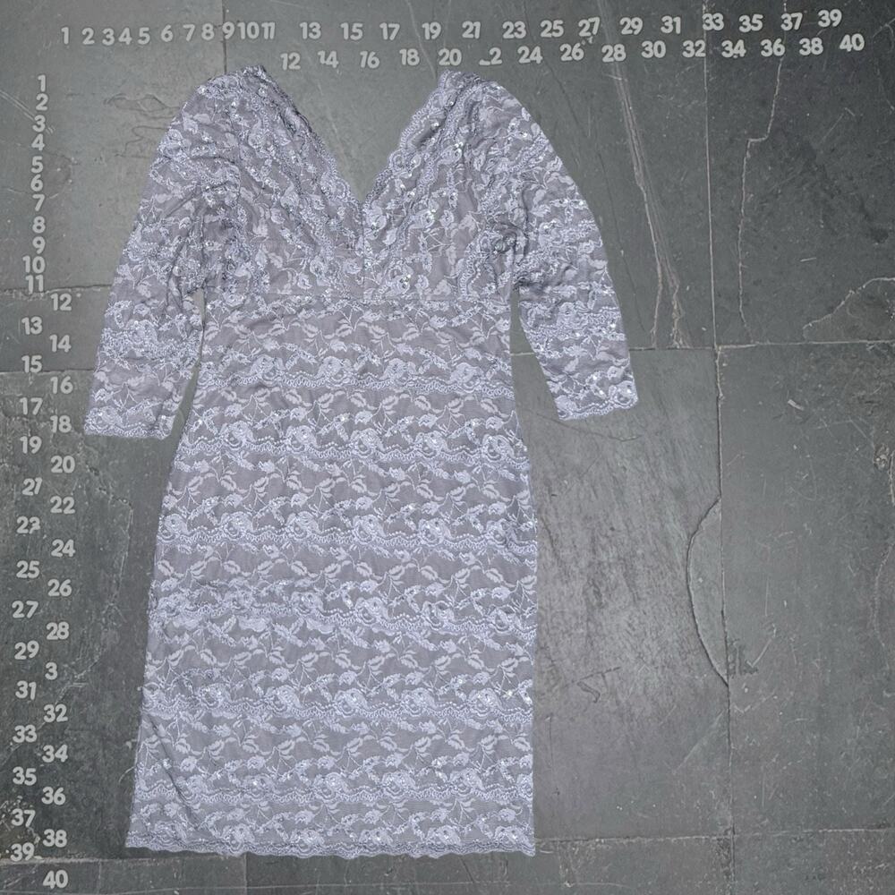 Caché Lavender Beaded Lace Sequin Sheath Dress Size 12 - Picture 3 of 5